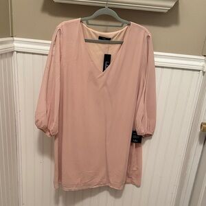 Lulu's Blush V-Neck Midi Dress